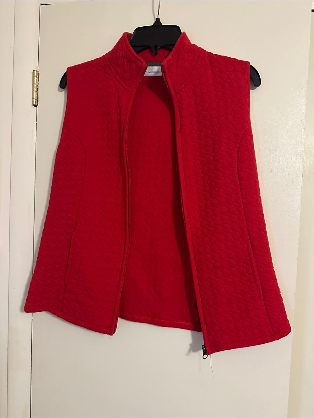 Kim Rogers Vibrant Red Quilted Zip-Front Vest